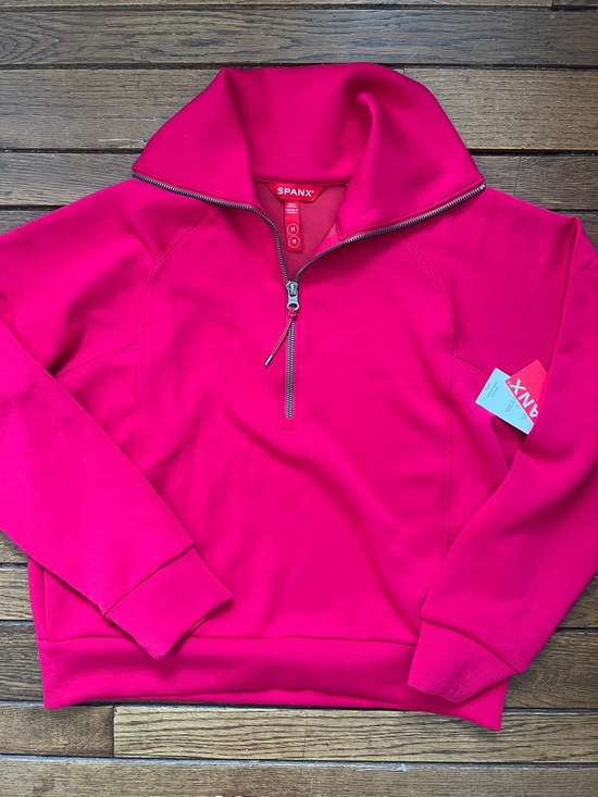 SPANX Tops - SPANX Bright Pink Fuchsia Air Essentials Half-Zip Pullover Size Medium NWT
